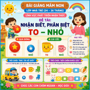Bài giảng mầm non lớp nhà trẻ: Nhận biết, phân biệt to – nhỏ