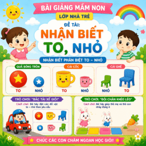 Bài giảng mầm non lớp nhà trẻ: Nhận biết to, nhỏ